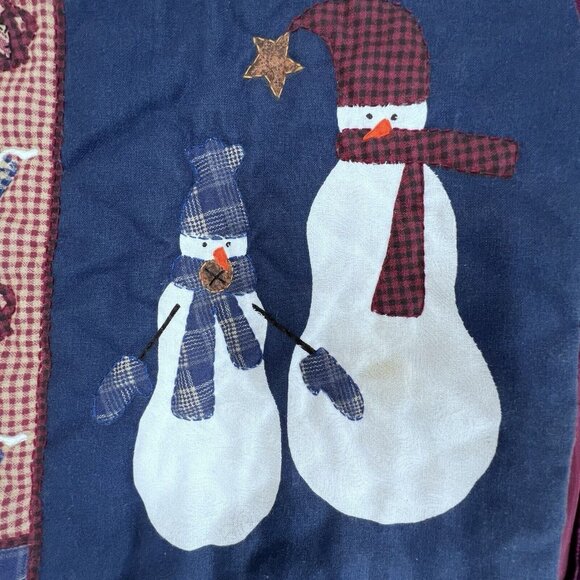 Vtg Handmade Quilted Vest Womens LG Patchwork Welcome Winter Snowman Skates Tree - Picture 3 of 12